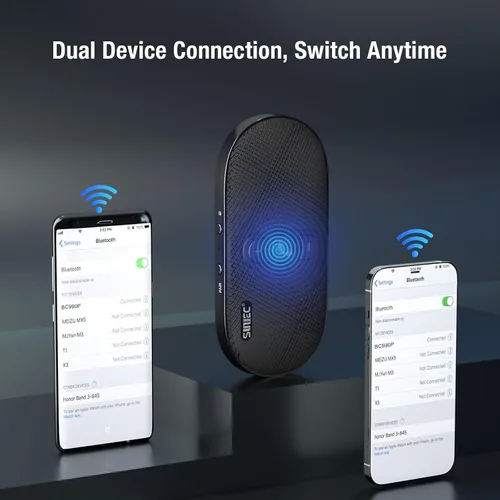 Vista 4 de Altavoz Bluetooth para coche manos libres: Altavoz Bluetooth de 6 W para teléfono celular - Kit de coche manos libres inalámbrico Soporte Siri