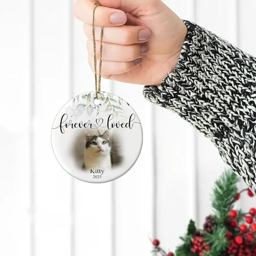 Vista 5 de HYTURTLE Regalos conmemorativos personalizados para mascotas, recuerdo de gato, imagen personalizada de fotos de mascotas, adornos de Navidad