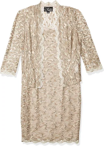 Vista 5 de Alex Evenings Women's Shift Dress with Lace Jacket (Petite and Regular)