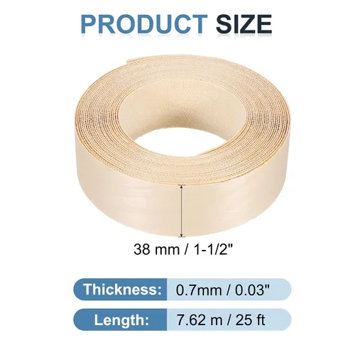 Vista 2 de PATIKIL Bandas de borde de abedul, cinta de chapa de madera de 1-1/2 pulgadas x 25 pies, bandas de borde de madera contrachapada flexible prepegadas