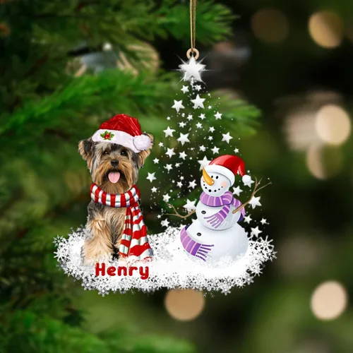 Vista 75 de Nazenti Adorno personalizado de árbol de bulldog americano con 1 soporte debajo de la estrella, adorno de perro personalizado para amantes