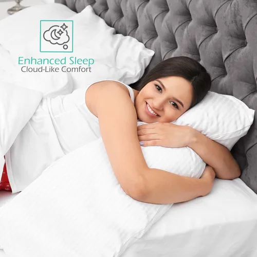 Vista 5 de Nestl Almohada corporal para adultos – Almohada larga para cama – Almohada de embarazo alternativa de plumón – Almohada 100% algodón con relleno