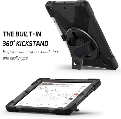 Vista 4 de ZenRich Funda a prueba de golpes para iPad de 9ª/8ª/7ª generación de 10.2 pulgadas 2021/2020/2019, Funda resistente de servicio pesado con soporte