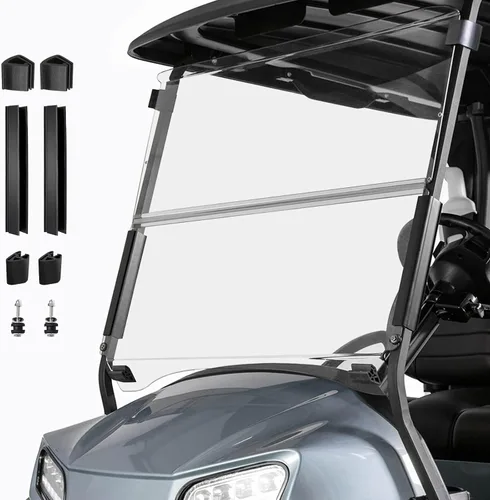 Vista 10 de Parabrisas plegable para carrito de golf de 3/16" (5MM) de espesor, solo compatible con Club Car Precedent 2004+, Tempo 2017+, Onward 2017+