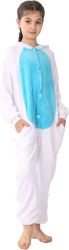 Vista 6 de WOYASIM Disfraz de conejo de franela para niños, disfraz de animal para niñas y niños, Halloween, conejo de Pascua