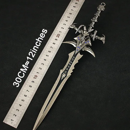 Vista 3 de FAYAIALO Mini espada de escarcha Exhibición de modelo Arthas Cosplay de espuma de metal Exhibición coleccionable