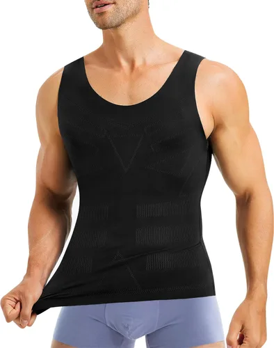 Vista 2 de TAILONG Camisas de compresión de ginecomastia para hombre, fajas moldeadoras para adelgazar el cuerpo, chaleco sin mangas, fajas para hombres