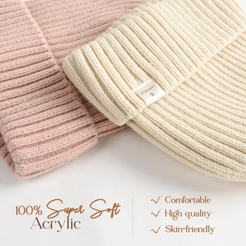 Vista 5 de Sombreros de invierno para mujer, gorro con forro de satén para clima frío, gorro para mujeres y hombres, sombreros de punto cálidos de invierno