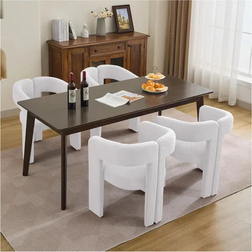 Vista 10 de adochr Modernas sillas de comedor de barril, silla de comedor tapizada de lino con patas de madera, sillas decorativas con brazos, cómodos sillones