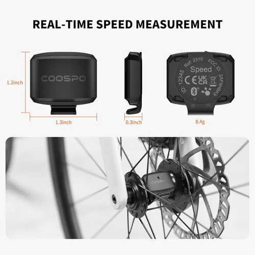 Vista 5 de COOSPO Speed/Cadence Sensor BK9 for Indoor/Outdoor Cycling, Bluetooth 5.0 ANT+ Wireless Cycling RPM Cadence Speed Sensor BK9S Velocidad