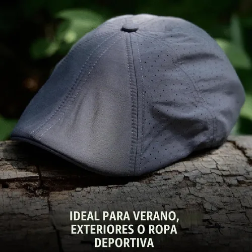 Vista 4 de La Gorra Original Cool Air Boston Scally - Gorra Plana Newsboy Transpirable - Sombrero de 8 Paneles Ajustado para Hombres - Gris Oscuro