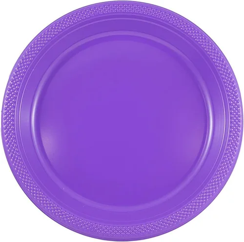 Vista 32 de Platos para fiesta de plástico redondos y cuadrados colorido de 7, 8, y 9 pulgadas, 10/20 platos por paquete, Negro