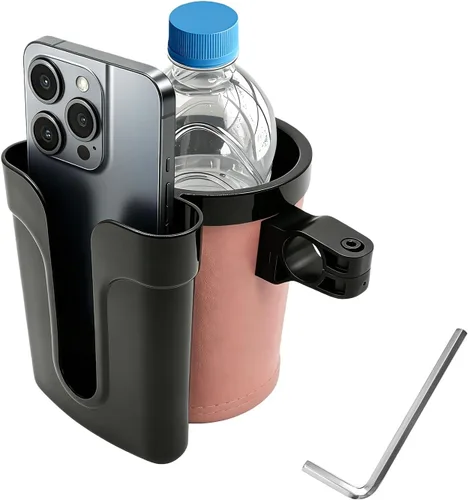 Vista 13 de Portavasos para bicicleta, soporte para botellas de agua para manillar de bicicleta con soporte para llaves de teléfono celular, jaula universal