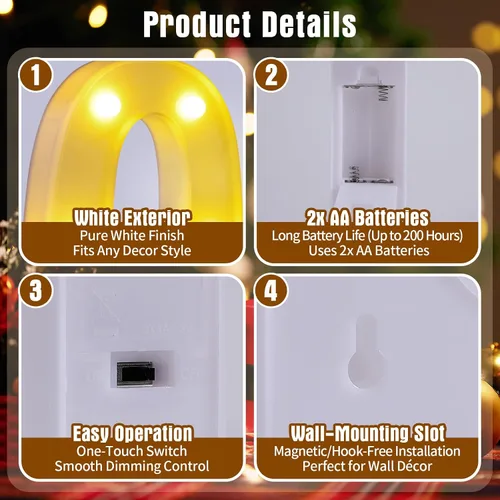 Vista 4 de Símbolo Ampersand LED Grande &, Letras de Marquesina Cartel 26 Letras del Alfabeto y 10 Números Luminosos para Decoración de Fiestas, Números