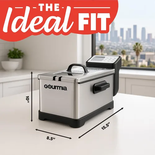Vista 9 de Gourmia Freidora de encimera de 3.2 cuartos de galón: freidora de aceite eléctrica con pantalla digital, control de temperatura ajustable de 280 °F