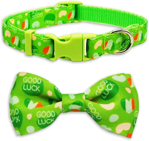 Vista 7 de Collar de perro de Halloween con corbatín, collar ajustable de vacaciones con estampado de fantasma con hebilla resistente, 3 tamaños para perros
