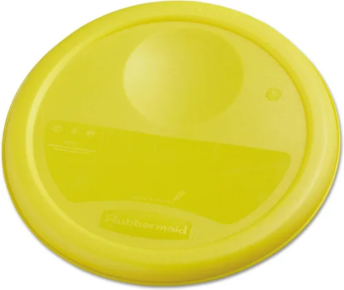 Vista 3 de Rubbermaid Productos comerciales Contenedor redondo de plástico para almacenamiento de alimentos con asa, 4 cuartos de galón, amarillo, rango