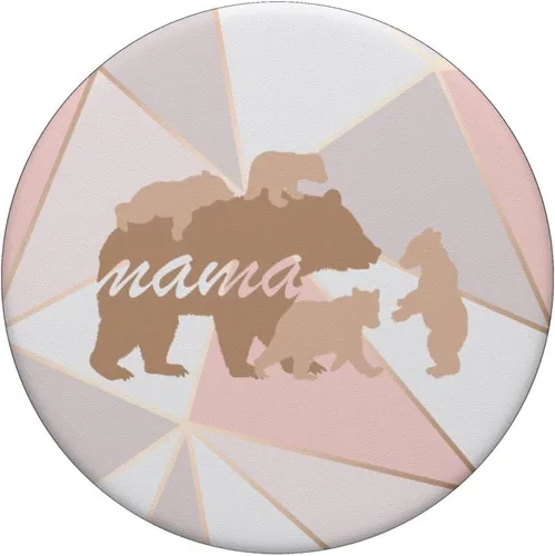 Vista 3 de Mama Bear Pop Socket 4 Cubs Soporte de teléfono rosa mujeres mamá regalos – PopSockets Grip y soporte para teléfonos y tabletas, Negro