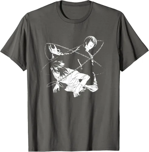 Vista 14 de Death Note Camiseta de anime Light and L Chains Negro