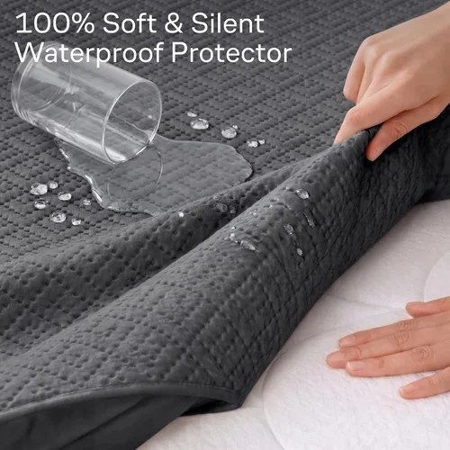 Vista 2 de Protector de colchón individual 100% impermeable, protección de 360 grados contra derrames, manchas y accidentes para padres y dueños de mascotas