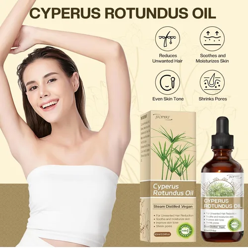 Vista 2 de Jtopyrt Cyperus Rotundus Aceite para depilación, piel suave, hidratante y calmante para mujeres y hombres, 1.71 onzas líquidas
