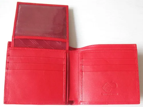 Vista 6 de Cuero auténtico de la piel de Stingray 1 ojo hombre bifold brillante rojo cartera