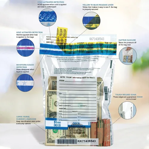 Vista 7 de BankSupplies Ultima Blue - Bolsas de depósito transparentes a prueba de manipulaciones, 9 pulgadas de ancho x 12 pulgadas de alto, paquete de 100