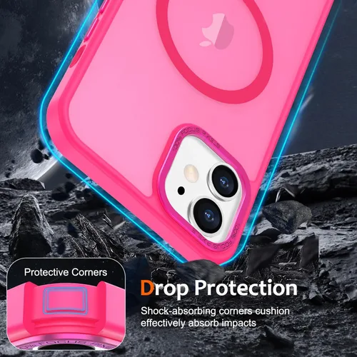 Vista 1324 de Anuck - Funda magnética para iPhone 11 compatible con MagSafe, carcasa trasera mate translúcida dura, borde de TPU, delgada, resistente a impactos