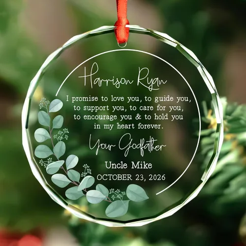 Vista 10 de Adorno de cristal personalizado para bautismo de bebé, regalo de bautismo para niños y niñas, regalo de confirmación, adorno de árbol de Navidad