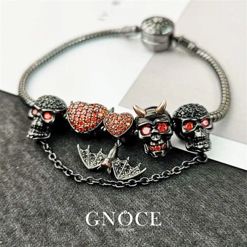 Vista 3 de GNOCE Pulsera de plata de ley bañada en oro rosa y oro rosa con cierre