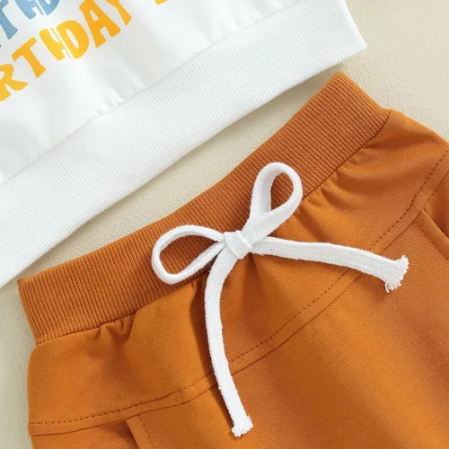 Vista 6 de Gueuusu Traje de primer cumpleaños para bebé niño, sudadera con cuello redondo y estampado de sol para el primer viaje, sudadera con cuello redondo