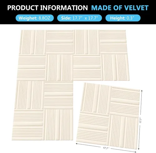 Vista 3 de Paneles de pared 3D de terciopelo para decoración de pared interior despegar y pegar, paneles de pared 3D con textura geométrica insonorizada