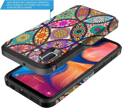 Vista 2 de Rosebono - Funda compatible con Samsung Galaxy A70, delgada híbrida de doble capa a prueba de golpes, cubierta dura a prueba de golpes, linda funda