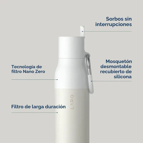 Vista 3 de LARQ Botella filtrada – Botella de agua aislada de acero inoxidable sin BPA con tecnología Nano Zero y filtros de larga duración, granito blanco, 25
