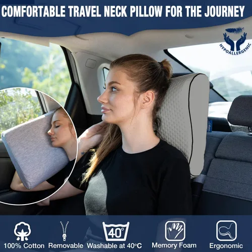 Vista 6 de alkamto Cómoda almohada de espuma viscoelástica para viajes y campamentos, bolsa portátil fácil de llevar, funda de almohada con regulación