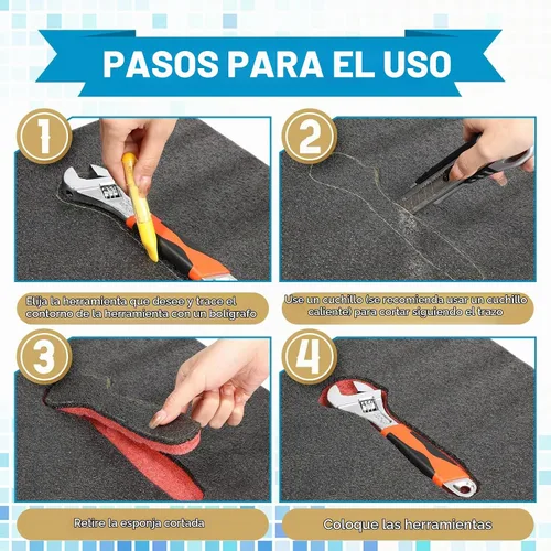 Vista 4 de Outus 4 Piezas Almohadillas de Espuma de Poliuretano Cortables Espuma para Manualidades Inserto para Estuches Relleno de Embalaje Cámara Caja de Rojo