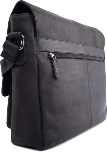 Vista 3 de LEABAGS Maletines de cuero para hombre - Bolso Cambridge de cuero genuino para portátil de 15 pulgadas - Bolso de mensajero vintage