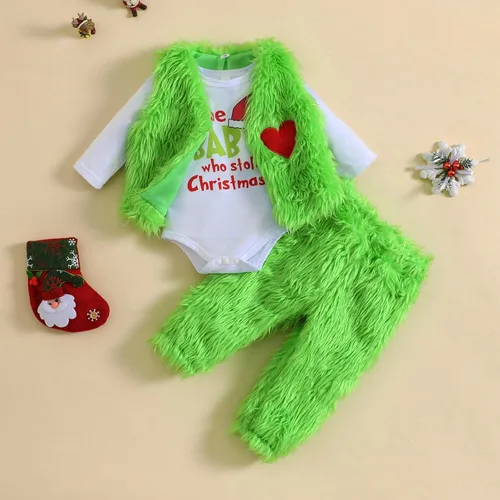 Vista 2 de Ropa de Navidad para bebés, niños y niñas, 3 piezas de disfraces peludos