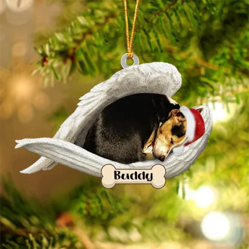 Vista 17 de Afghan Hounds - Adorno de Navidad con alas de ángel durmiente, recuerdo personalizado para perros 2024, adorno de forma acrílica, regalos