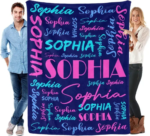 Vista 17 de Manta personalizada para niños y adultos, manta personalizada con nombre, manta de franela personalizada con nombre, manta personalizada con nombre