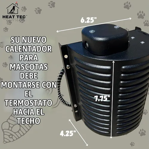 Vista 4 de Calentador para mascotas de Heat Tec Calentador de casa para perros de 400 W con cable resistente a las masticaciones Control termostático