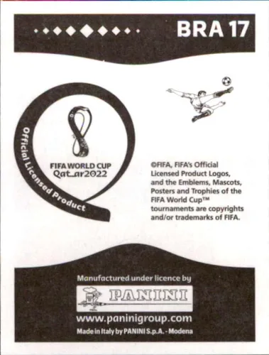 Vista 2 de Pegatinas de Panini 2022: Camino a la Copa Mundial de la FIFA Qatar 2022 #BRA17 Neymar Jr Brasil Tarjeta de fútbol