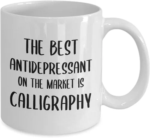 Vista 2 de Funny Cute Gag Gifts for Calligraphy Lover Coffee Mug Tea Cup - Calligrapher Writing Lettering Visual Art Design Artist Hobby Passion Hobbyist