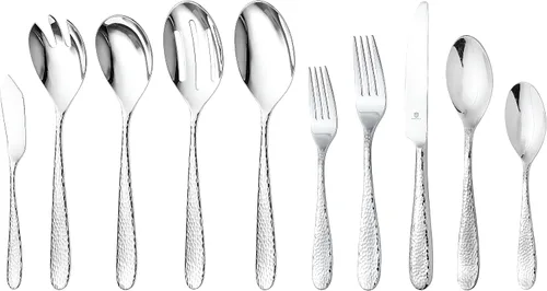 Vista 16 de Danialli Juego de utensilios de servir, cucharas de servir de acero inoxidable 18/10, servidores de ensalada, cuchillos de mantequilla, acabado