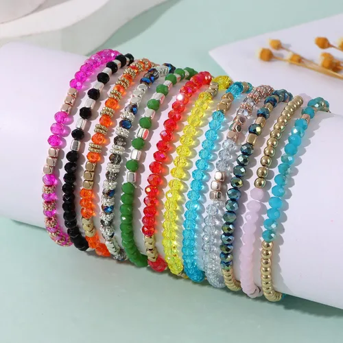Vista 6 de SAMOCO 28 pulseras bohemias con cuentas para mujer, coloridas y apilables con cuentas de cristal brillantes, pulseras versátiles de múltiples capas