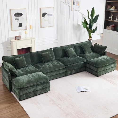 Vista 25 de GNIXUU Sofá modular de 76 pulgadas, sofá biplaza beige de 2 plazas, cómodos asientos de felpilla de 25 pulgadas de profundidad con 2 almohadas