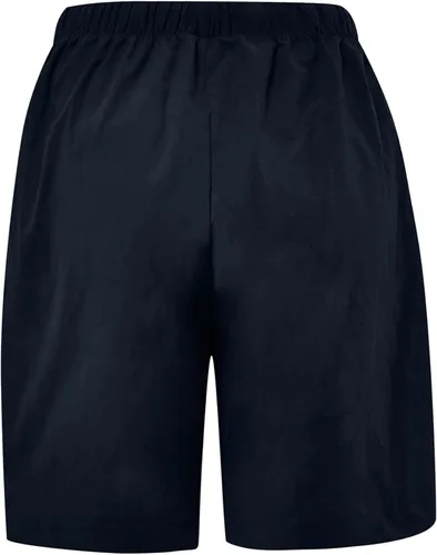 Vista 5 de Linen Sport Shorts Women Drawstring Wih Pockets Womens Wide Leg Capris Pants Cargo Solid Loose Fit Tummy Control Navy
