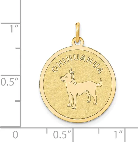 Vista 3 de IceCarats Colgante de oro amarillo de 14 quilates con dije de disco chihuahua