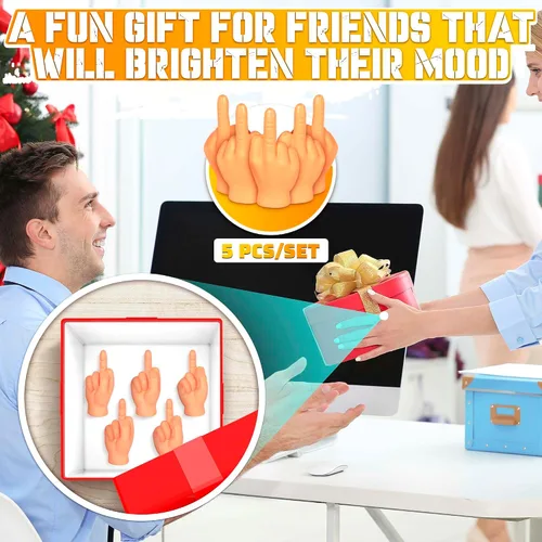 Vista 8 de 5 piezas de manos pequeñas de dedo medio para dedos – Divertidos regalos falsos para bromas divertidas, divertido regalo de broma y recuerdos