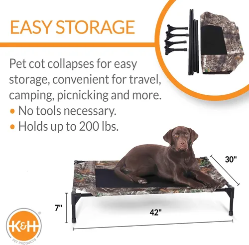 Vista 2 de K&H PET PRODUCTS - Cuna elevada para mascotas con centro de malla, varios tamaños